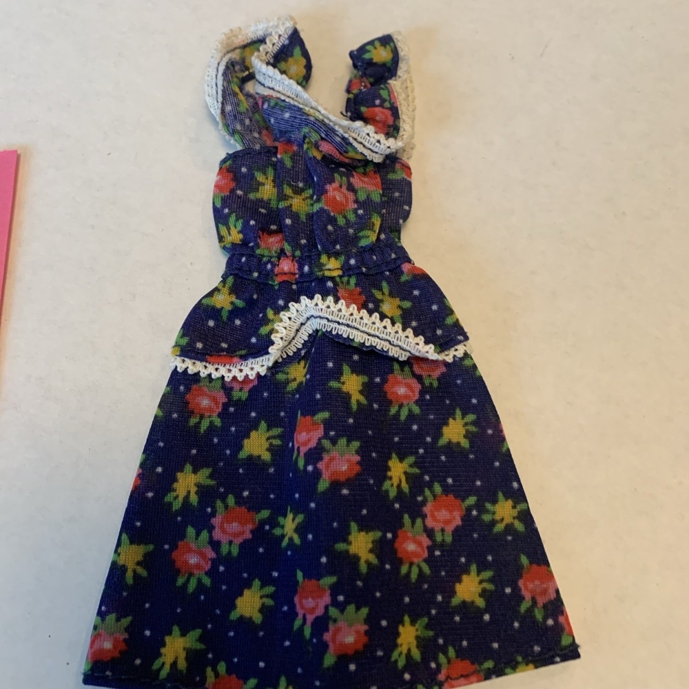Vtg Barbie Doll Best Buy Blue Dress With Flower Print  Lace Trim 7209‎ 1970's